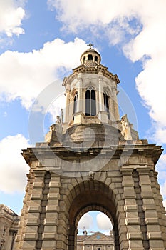 Campanile or Bell Tower of Trinity College in Dublin - Ireland elite educational university - Dublin historic tour
