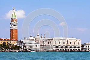 Campanile and Doge`s palace on Saint Marco square in Venice