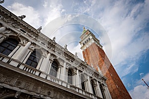 Campanile of San Marco and Biblioteca Nazionale Marciana - Venice Italy