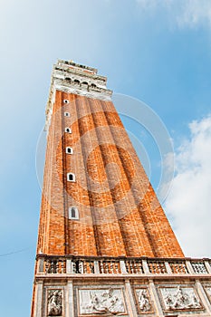 The campanile of St. Mark`s in venice
