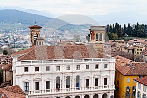 Campanone building in Piazza Vecchia in Bergamo. Italy