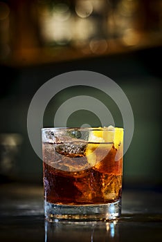 Campari orange soda cocktail drink in bar