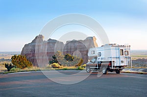 Camper in the Badlands