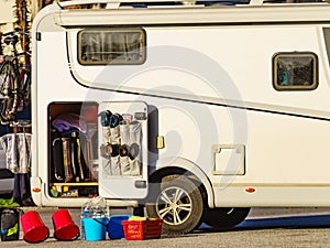 Camper car in maintenance service