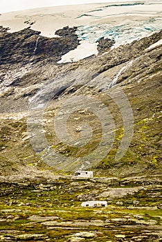 Camper car in norwegian mountains