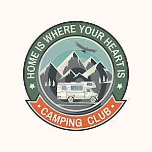 Camper and caravaning club. Vector illustration.