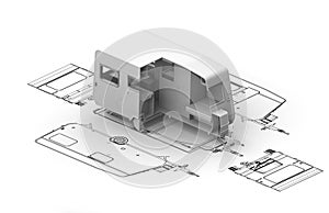 Camper charts with 3d model