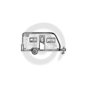 Camper hand drawn outline doodle icon.
