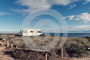 Camper on the mediterranean coast