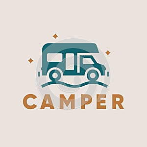 Camper Motor Home modern logo design icon vector.