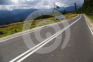 Camper on the mountains road