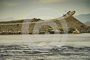 Camper rv on Atlantic Road in Norway