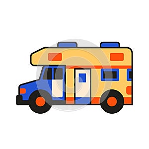 Camper RV Caravan Truck Icon in Flat Design