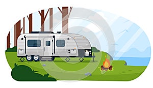 Camper trailer. Caravan camper trailer photo