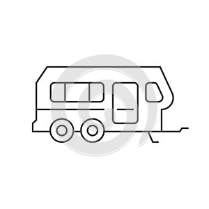 Camper trailer line outline icon