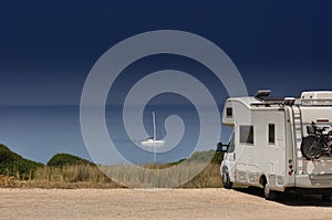 Camper van on the beach photo