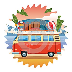 Camper van and beach items