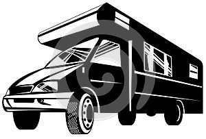 Camper van black and white