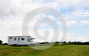 Camper van on the camping ground