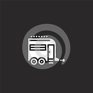 camper van icon. Filled camper van icon for website design and mobile, app development. camper van icon from filled camping