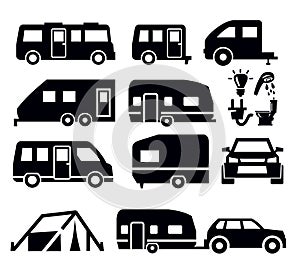 Camper van icons