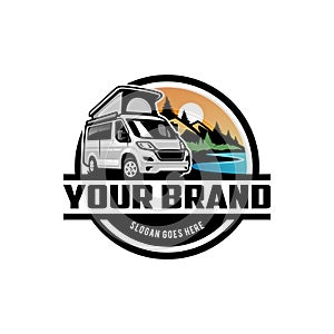 camper van, motor home illustration logo vector