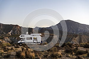 Camper van in The Tabernas Desert (Spanish: Desierto de Tabernas) Spain photo