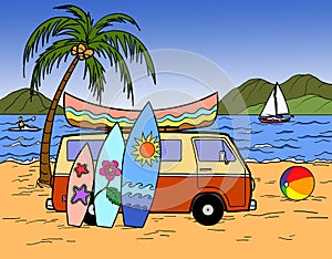 Camper Van Tropical Beach Lifestyle