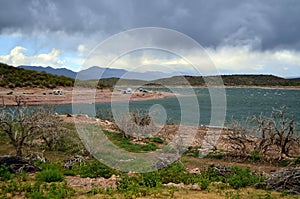 Campers at Roosevelt Lake Arizona