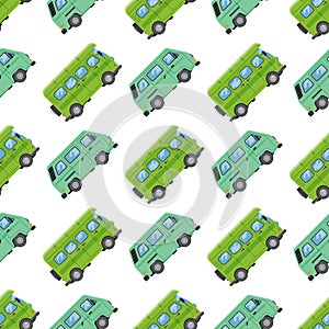 Campers vacation travel car summer seamless pattern trailer house vector illustration flat transport