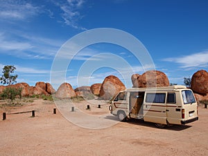 Campervan Parked at Devils Marbles