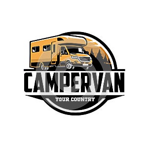 Campervan RV motorhome caravan outdoor circle emblem logo