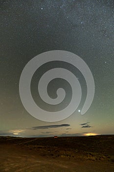 Campervan under the Milky Way at night