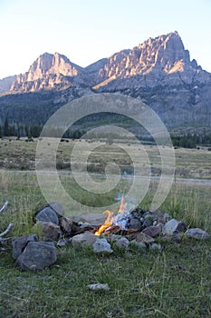 Campfire at Absaroka Wilderness Dubois Wyoming photo