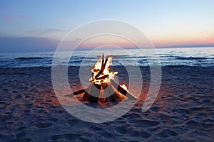 Campfire on the beach photo