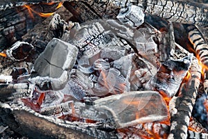 Campfire burning coal