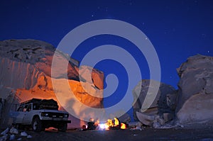 Campfire in the desert