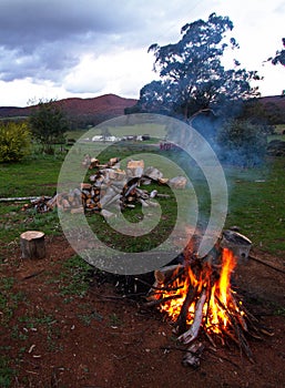 Campfire on the farm