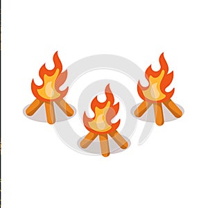 Campfire fire flame isolated on white background.Vector illustration