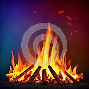 Campfire fire flames, generative