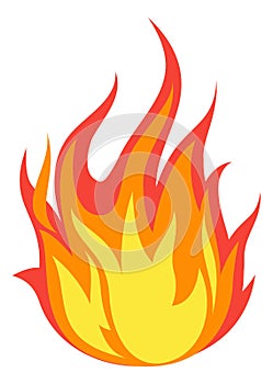 Campfire flame icon. Fire blaze cartoon effect