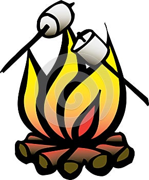 Campfire with marshmellows