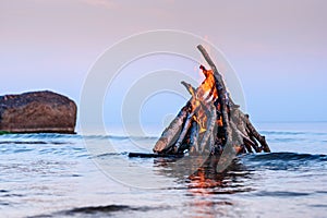 Campfire on the sea surface