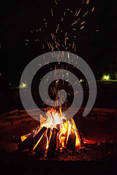 Campfire Sparks Flying in the Night