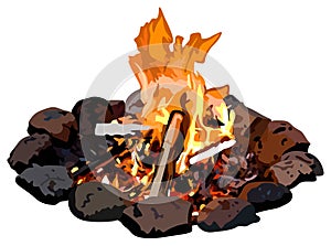 Campfire template cartoon vector drawing fire flames illustration