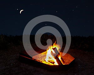 Campfire under Starry Sky
