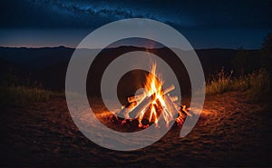 A campfire under a starry sky