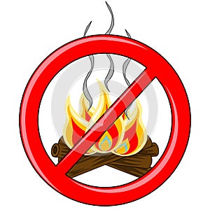 Campfire Vector inside red banned logo