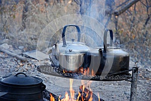 Campfire in the wilderness in Namibia