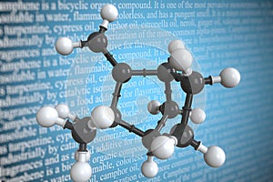 Camphene scientific molecular model, 3D rendering